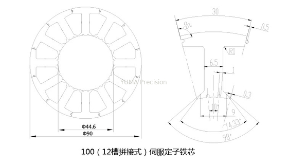 Laminasi Stator / Rotor OD90mm berkualitas tinggi untuk motor Servo / motor BLDC