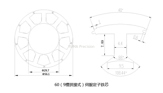 Proses Stacking Laminasi Stator Listrik 9 Slot Brushless AC Servo 4.4mm Pole