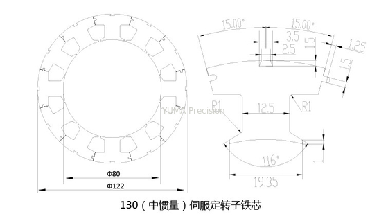 122mmOD Disesuaikan stator dan rotor motor industri berkualitas tinggi untuk motor kontrol Industri